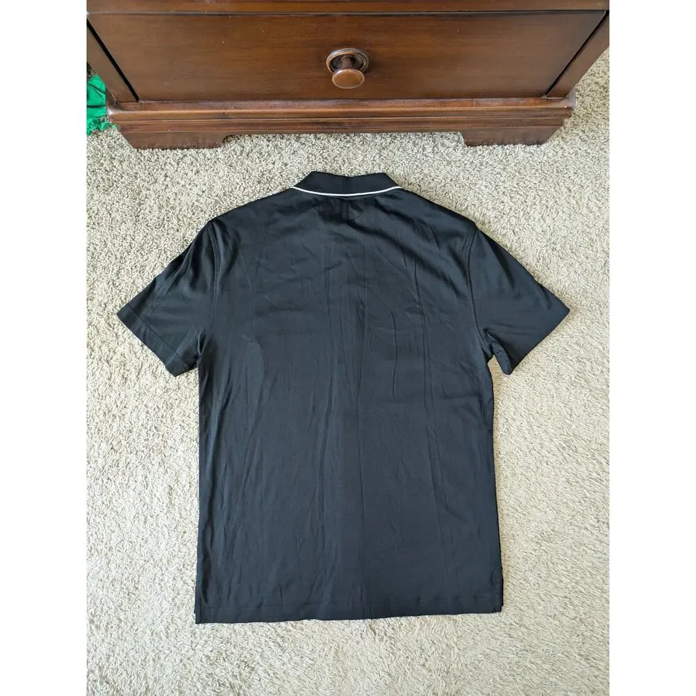 NWT Banana Republic Luxe Touch Performance Shirt Men M Black Cotton Short Sleeve